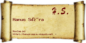 Hanus Sára névjegykártya